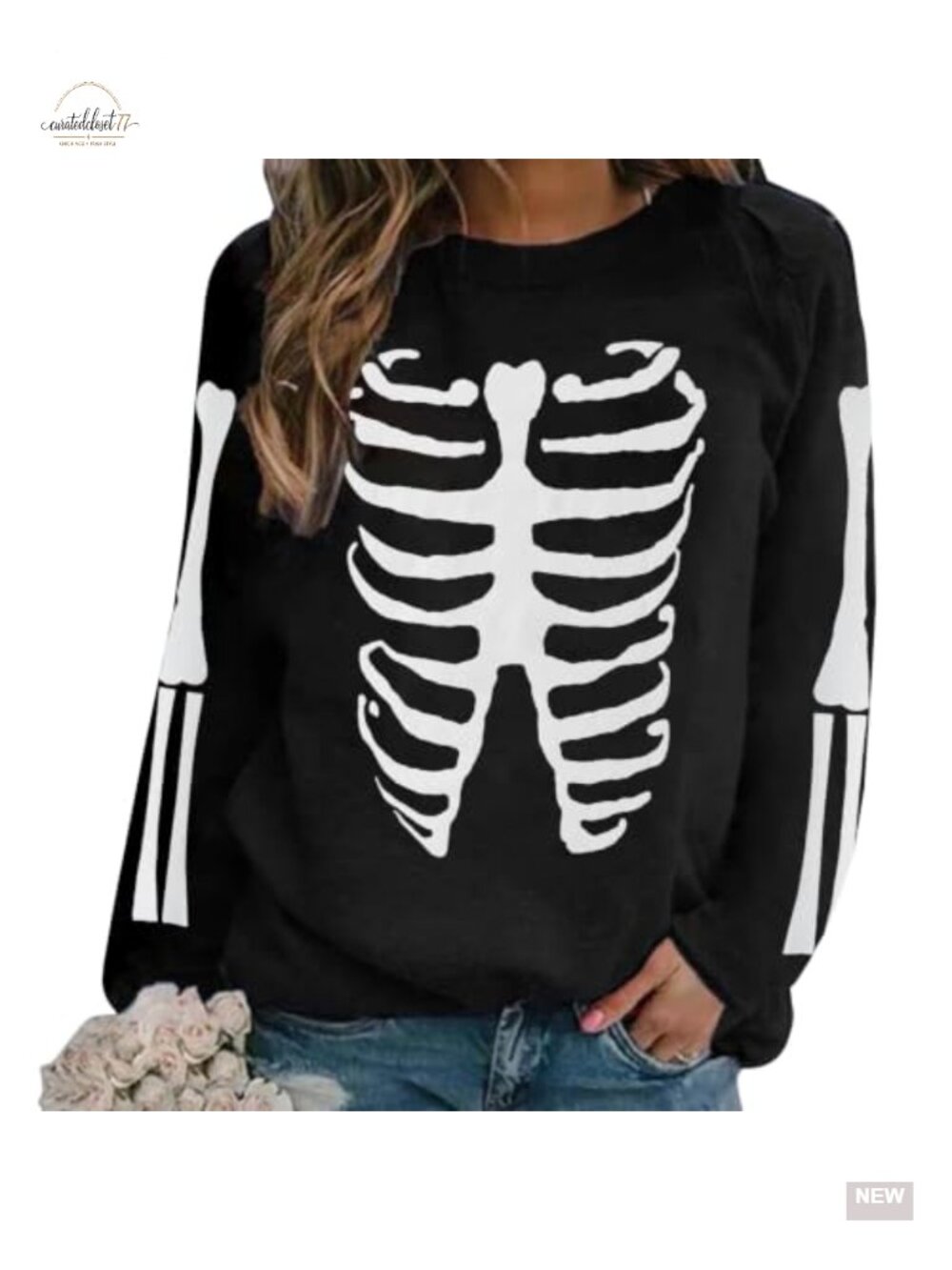 Skeleton Graphic Print Long Sleeve Sweatshirt Pullover